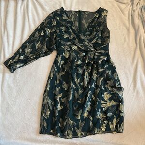 BCBGMaxAzria Green &  Gold Asymmetrical Cocktail Dress